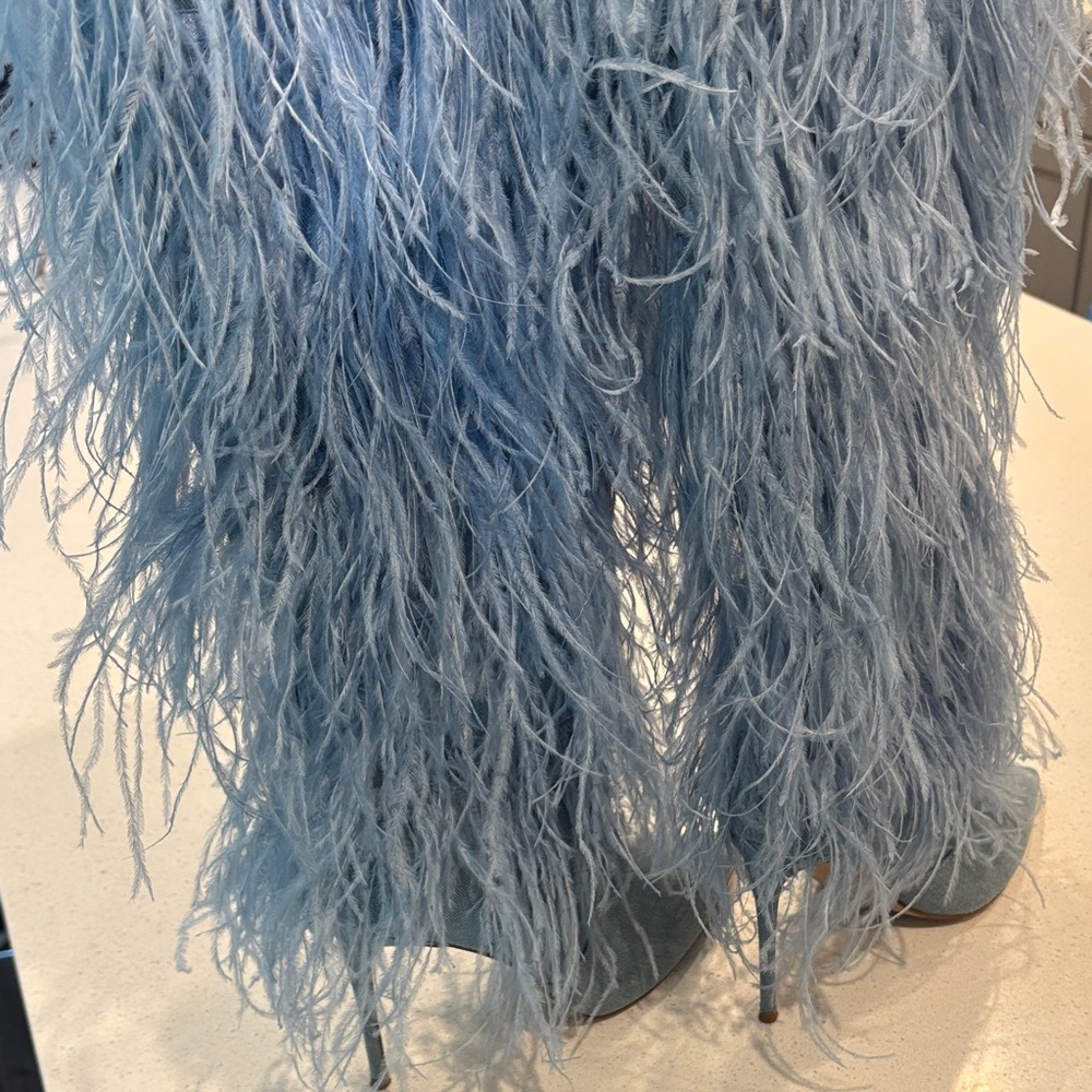 Steve Madden Light Blue Feathered Boots - Picture 4 of 14